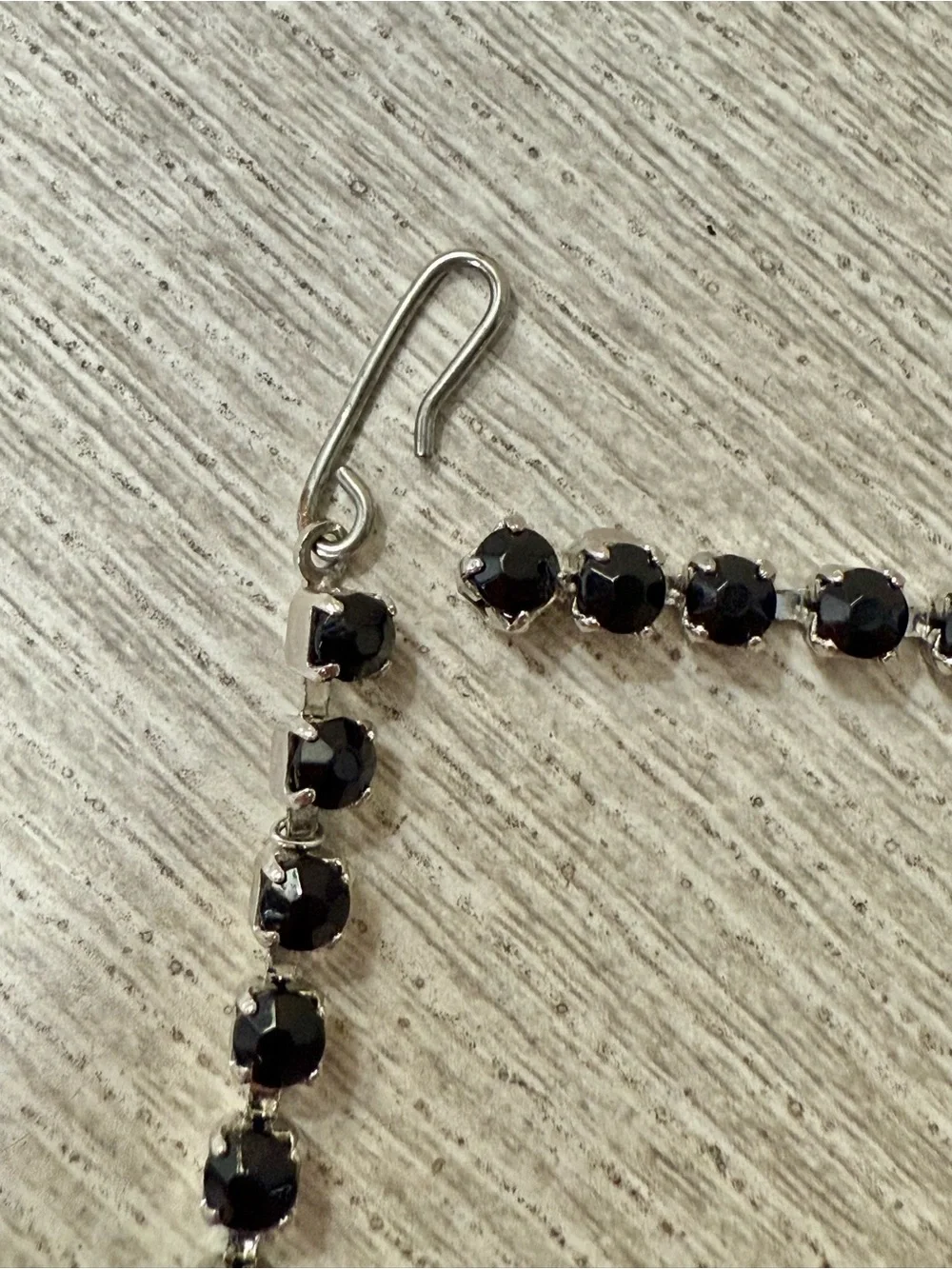 Vintage Art Deco Black & Silver Crystal Chocker Necklace and Earring Set
